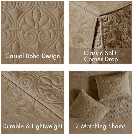 Madison Park Quebec 3 Piece Split Corner Quilted Bedspread Set
