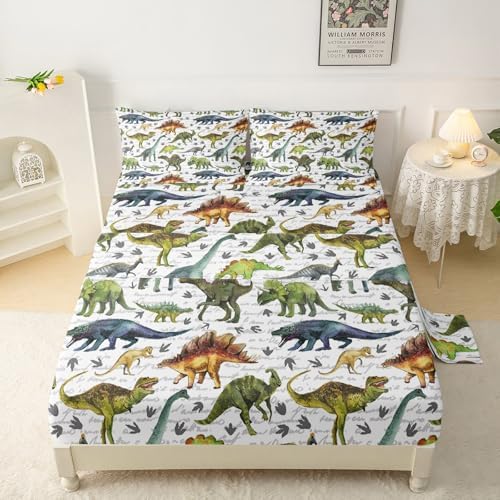 QOOMO Dinosaur Kids Sheet Set Twin Size 4-Piece