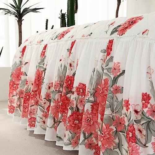 EVENHUG Red Floral 100 Cotton King Size Bedspread Set