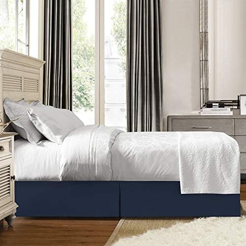 Clara Clark Dark Blue Bed Skirt with Microfiber Dust Ruffles