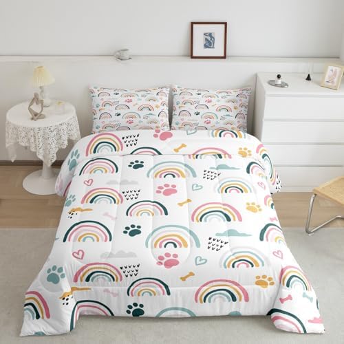 Homewish Girls Rainbow Cloud Bones Comforter Set