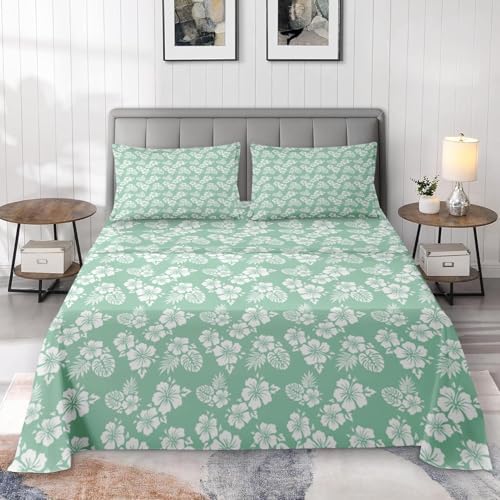 Pamnest Full Size Bed Sheet Set with Hawaii Flower Design