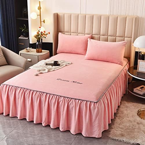 ZIQINPSQ Velvet Bed Skirt 18 Inches Deep Plush Fitted Sheet