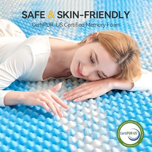SINWEEK 2 Inch Egg Crate Mattress Topper Twin Blue