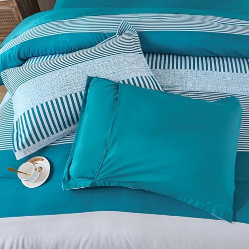 Cottolester Kids Teal Striped Comforter Set Full Size