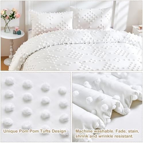 VIVILINEN 3-Piece Boho Tufted Dots Kids Bedding Set 1