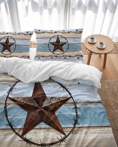 ZOE GARDEN Country Star Blue Queen Duvet Cover Set