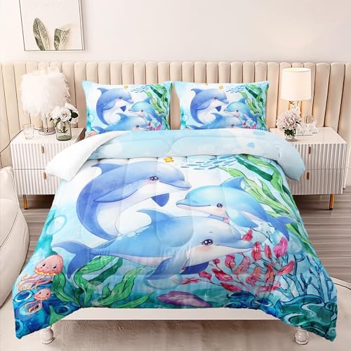Ocean Animal Theme 3pc Comforter Set for Kids