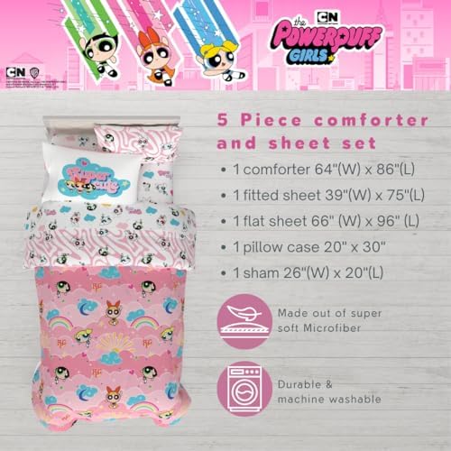 Franco Powerpuff Girls 5 Piece Twin Comforter Set