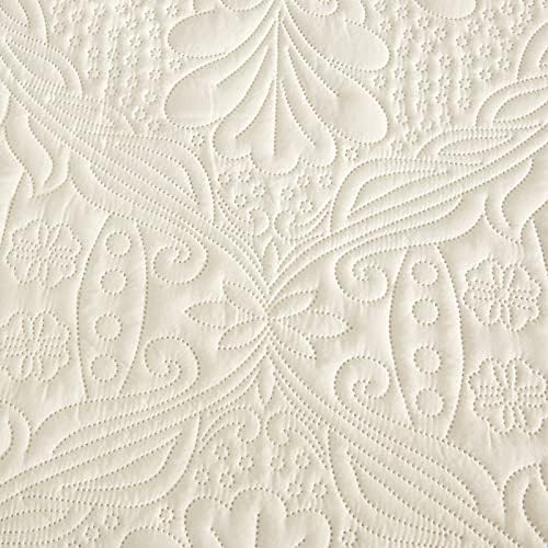 CHIXIN Ruffle Skirt Bedspread King Size - Ivory 3 Piece Set