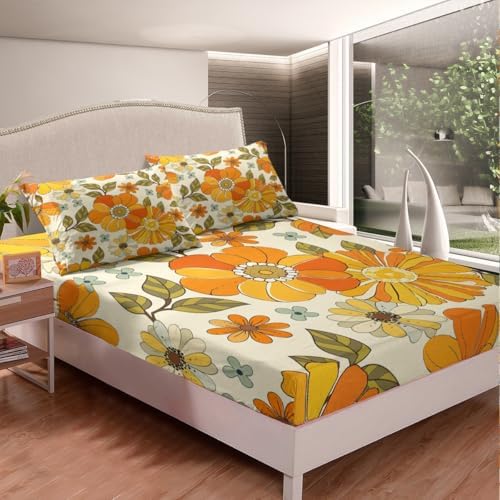 Castle Fairy Kids Retro Flower Fitted Sheet Set 1