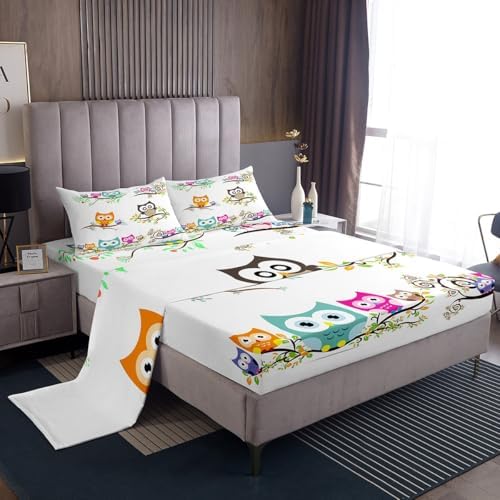 Feelyou Cartoon Owl Sheet Set Queen 4Pcs 1