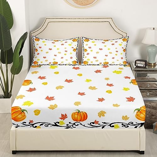 Erosebridal Pumpkin Bed Sheet Set Queen Size 1