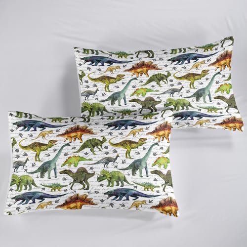 QOOMO Dinosaur Kids Sheet Set Twin Size 4-Piece