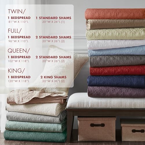 Madison Park Quebec Reversible Bedspread Set - Red Damask