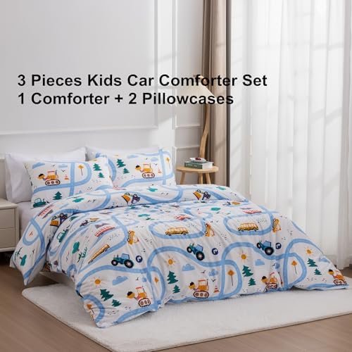 Car Kids Comforter Set Twin Size 3 Piece
