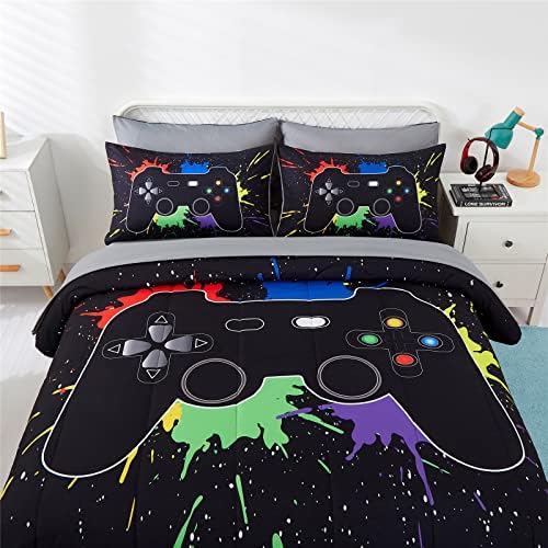 KAKKI 5 Piece Boys Gamer Comforter Set with Sheets