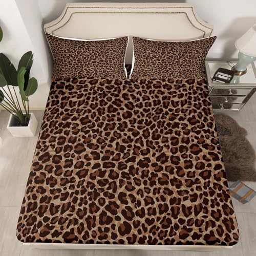 Erosebridal Cheetah Print Queen Bed Sheet Set