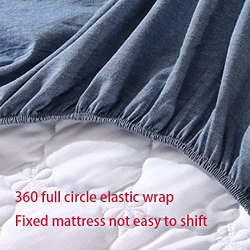 FCLDESHOP Fitted Mattress Pad Cover Pure Cotton Quilted Deep Pocket Sheet