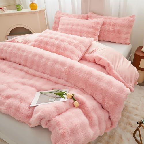 Roscloud Rabbit Plush Comforter Set Twin Full 3PC