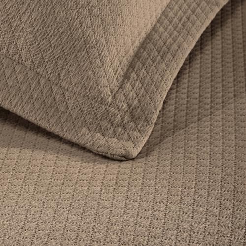 Superior Solitaire Cotton 3-Piece Bedspread Set Queen Taupe