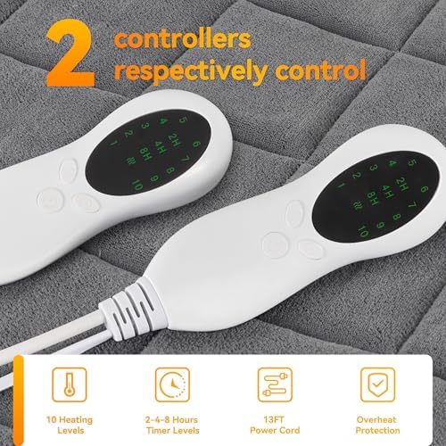 Fijinhom Heated Mattress Pad King Size with 10 Heat Settings 1