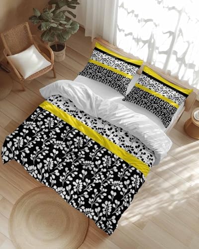 ZOE GARDEN Black Yellow Duvet Cover Set 3 Piece 1
