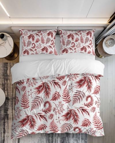 ZOE GARDEN Botanical Red Queen Duvet Cover Set 3 Piece