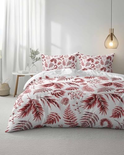 ZOE GARDEN Botanical Red Queen Duvet Cover Set 3 Piece