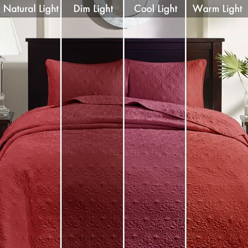 Madison Park Quebec Reversible Bedspread Set - Red Damask