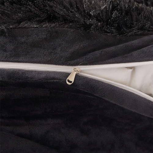 Fluffy Black Comforter Set Twin Size 2 Pieces