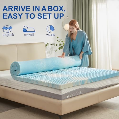 SINWEEK 2 Inch Gel Memory Foam Mattress Topper 5-Zone Pressure Relief