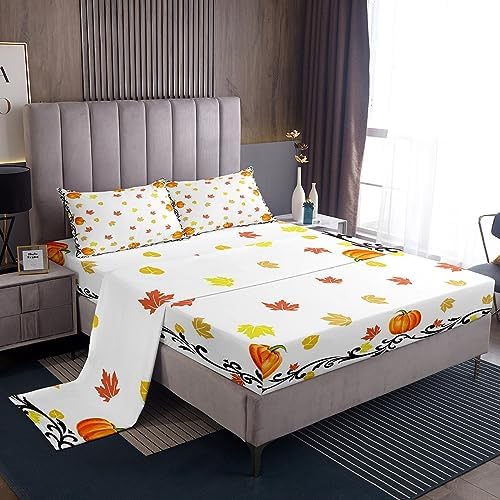 Erosebridal Pumpkin Bed Sheet Set Queen Size 1