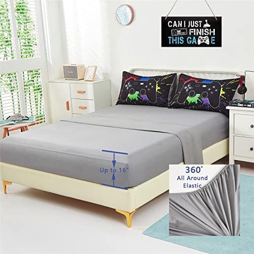 KAKKI 5 Piece Boys Gamer Comforter Set with Sheets