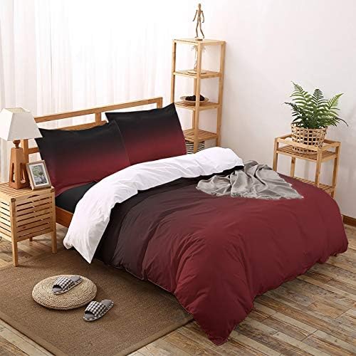 LooPoP California King Comforter Set Red Black Ombre