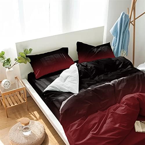 LooPoP California King Comforter Set Red Black Ombre