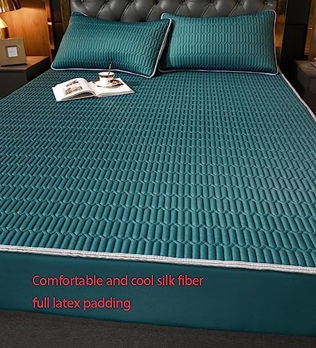 FCLDESHOP Latex Ice Silk Fitted Sheet 120x200cm Blue 1pcs
