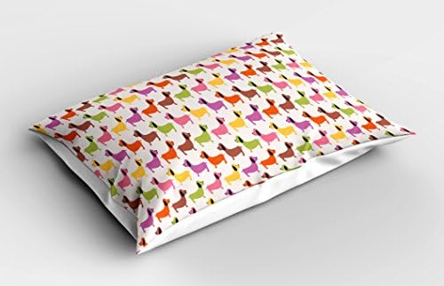 Ambesonne Dachshund Pillow Sham Multicolor Abstract Pattern