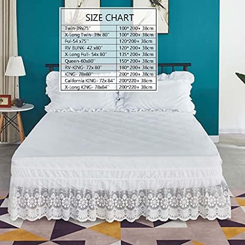 Lace Bed Skirt with Elastic Ruffles 15 Inch Drop