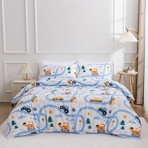 Car Kids Comforter Set Twin Size 3 Piece
