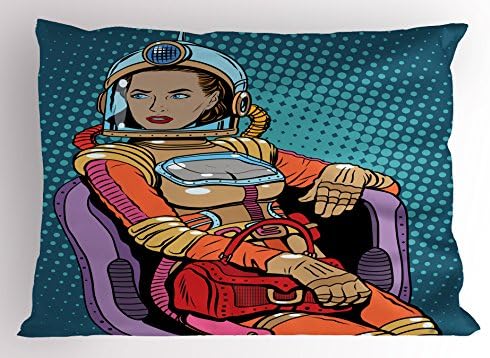 Ambesonne Astronaut Pillow Sham - 26 x 20 Petrol Blue