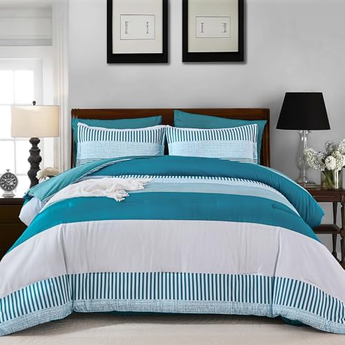 Cottolester Kids Teal Striped Comforter Set Full Size