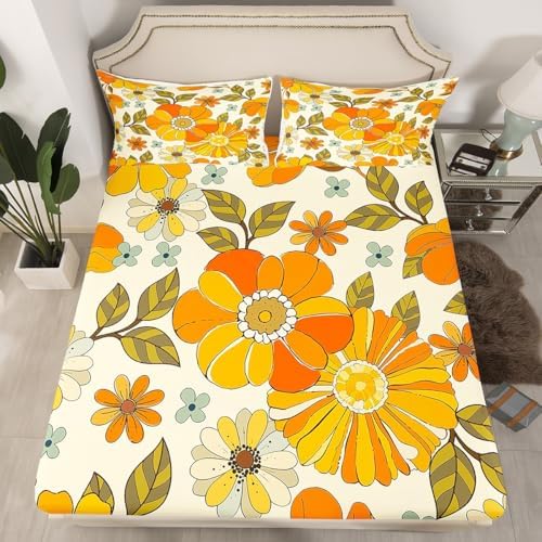 Castle Fairy Kids Retro Flower Fitted Sheet Set 1