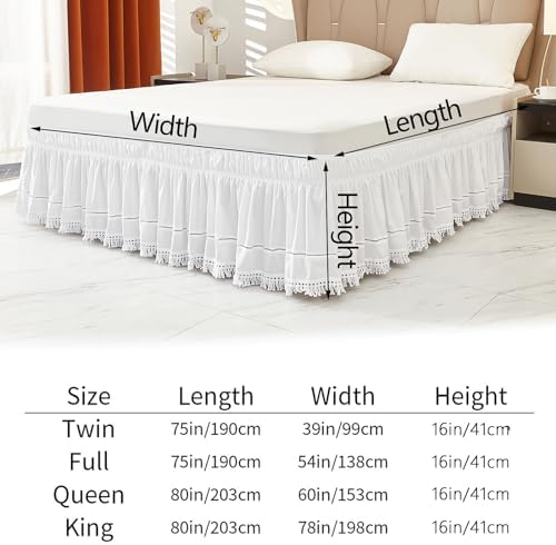 Ruffled Embroidered Tassel Bed Skirt 16 Inch Drop Twin Size