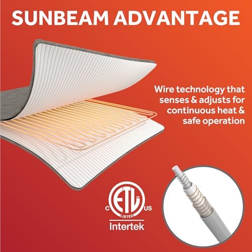 Sunbeam Electric Heated Mattress Pad with 12 Heat Settings