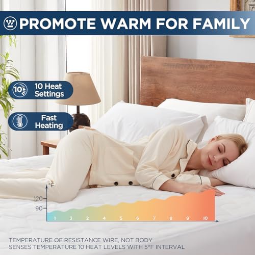Westinghouse King Size Heated Mattress Pad with 10 Heat Settings 1
