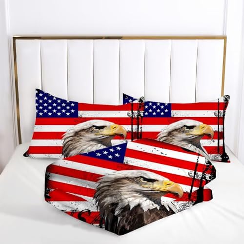 Kxry USA Flag Comforter Set Full Size for Kids