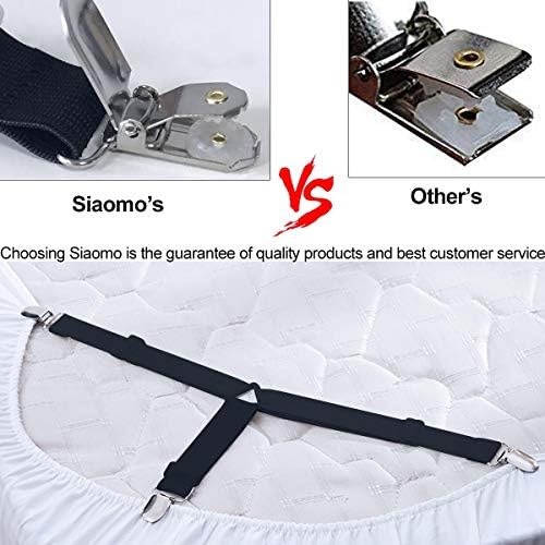 Siaomo Bed Sheet Holders - 4 Pcs Black Triangle Adjustable Clips