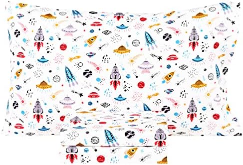 Scientific Sleep Planet Spaceship Cotton Bed Sheet Set