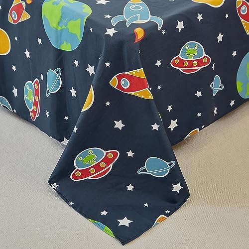 WINLIFE Galaxy Bed Sheet Set Twin Navy Blue for Kids